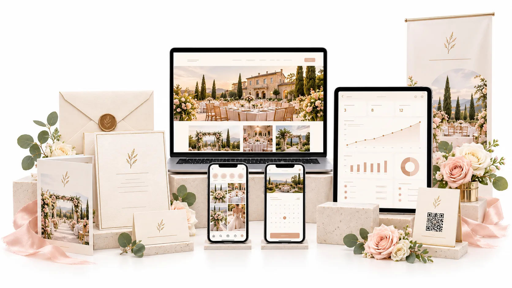 Wedding branding, website, app, dashboard and stationery designed by MadVisions