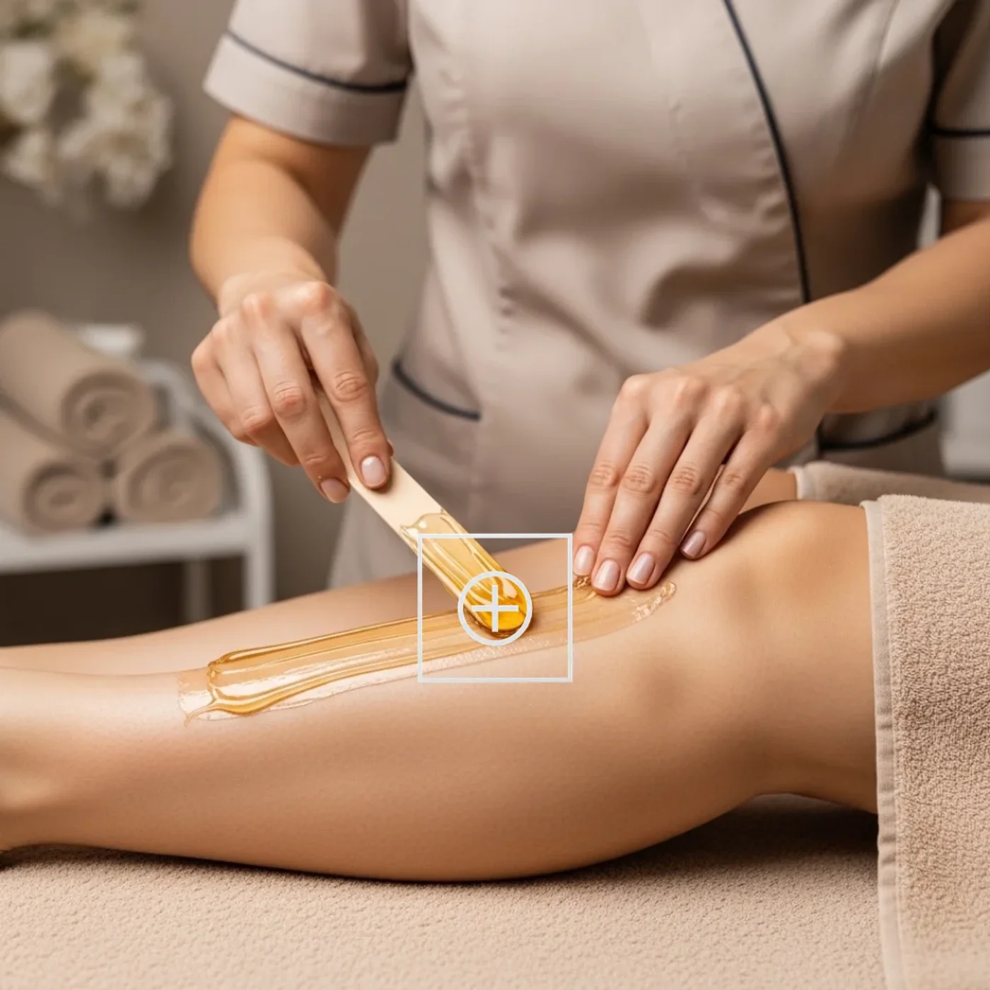 Wax applied to the leg in a thin, even layer